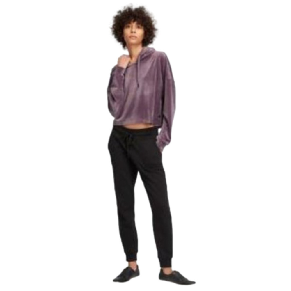DKNY Sport Purple Lavender Velvet Cropped Hoodie Pullover Sweater Top size M